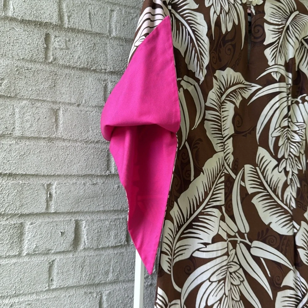 Handmade Hawaiian Tropical Leaf Maxi Dress - Picture 5 of 6
